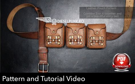 Leather Pouch Pattern Set - Leather DIY- Pdf Download - Video Tutorial