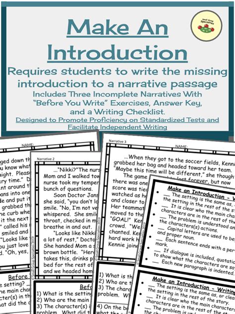 Make An Introduction Narrative Writing Practice Made By Teachers