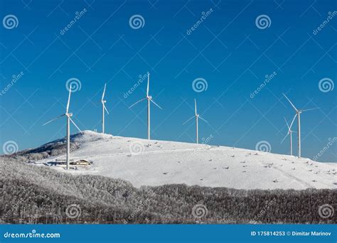 Frozen Wind Turbines Stock Image Image Of Turbine Alternative 175814253