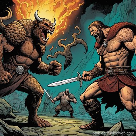 Grendel And Beowulf Start Fighting With No Weapons Prompts Stable