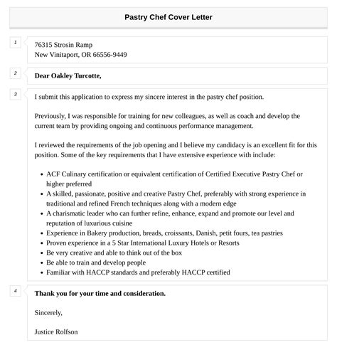 Pastry Chef Cover Letter Velvet Jobs