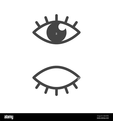 Open eye, closed eye, a set of eye icons. Viewing is unavailable. A view or visibility symbol ...