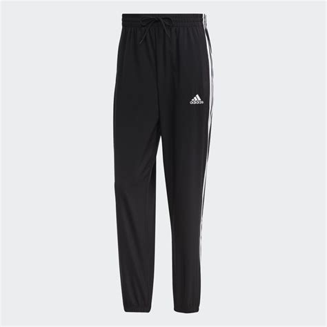 Adidas AEROREADY Essentials Elastic Cuff Woven 3 Stripes Pants Black