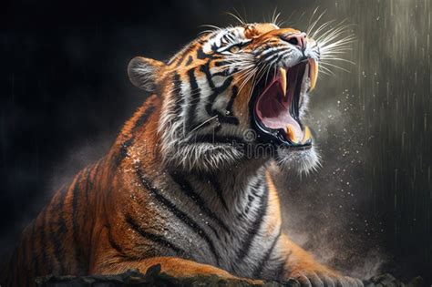 Close Up Portrait of Roaring Bengal Tiger. Stock Illustration ...