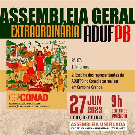 Adufpb Realiza Assembleia Na Pr Xima Ter A Feira Para Definir Delegados