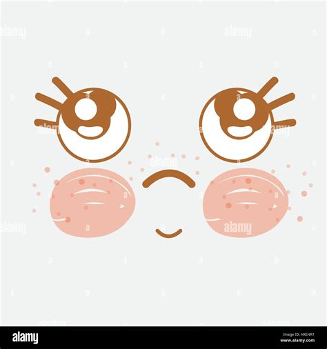 Kawaii Thinking Face With Eyes And Cheeks Stock Vector Image And Art Alamy