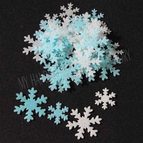 100 Edible Frozen Christmas Snowflake Rice Paper Etsy