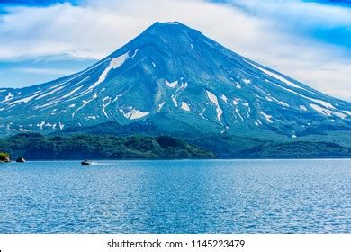 Picturesque Summer Volcanic Landscape Kamchatka Peninsula Stock Photo