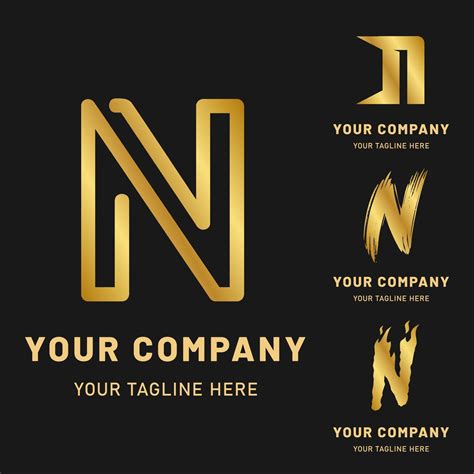 Golden Letter N Logo Collection Vector Art At Vecteezy