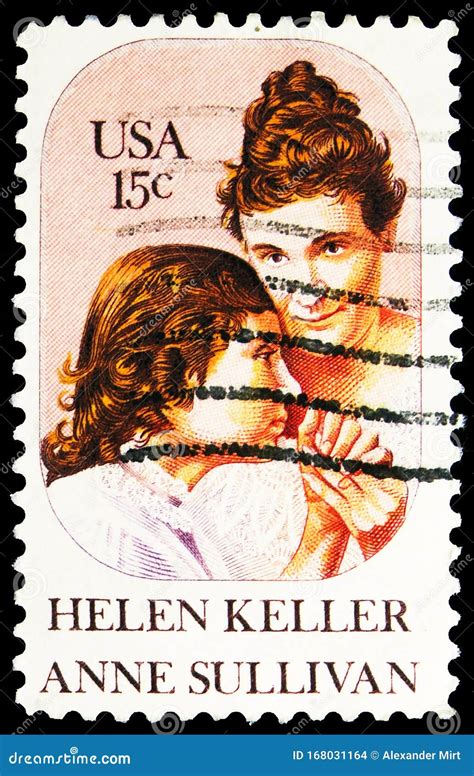 Postage Stamp Printed In United States Shows Helen Keller 1880 1968