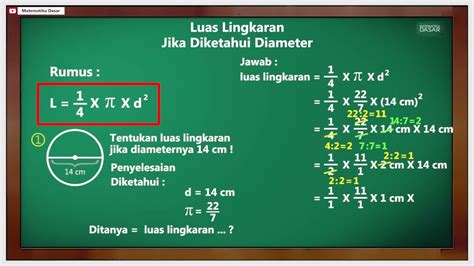 luas lingkaran  diketahui diameter matematika dasar youtube