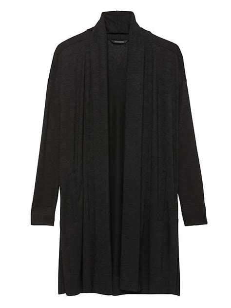 Banana Republic Womens Luxespun Long Lightweight Cardigan Black