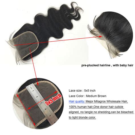 Mejor Single Donor Virgin Hair Natural Black Color Medium Brown Lace