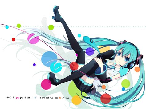 Safebooru Aqua Eyes Aqua Hair Boots Detached Sleeves Hand On Headphones Hatsune Miku