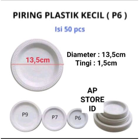 Jual Isi 50pcs Piring Plastik P6 P7 P9 Piring Pesta Sekali Pakai