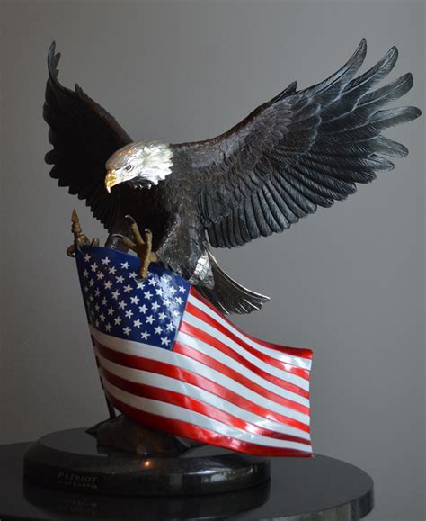 Patriot Bronze Bald Eagle Sculpture By Mike Curtis