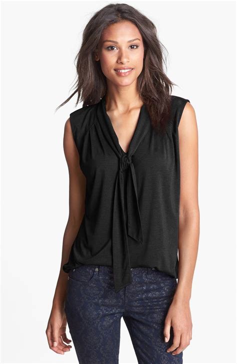 Halogen® Tie Neck Sleeveless Top Nordstrom