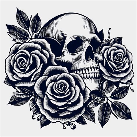 Man Woman Skeleton And Roses Silhouette Vector Svg Filesskull With Flower Svgfloral Skull Svg