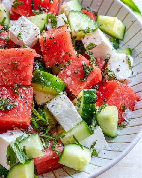 Simple Watermelon Cucumber Feta Salad Clean Food Crush