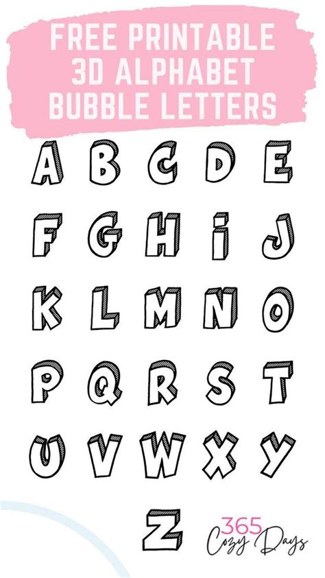 Free Printable Bubble Letters – 3D Alphabet In Bubble Letters in 2022 ...