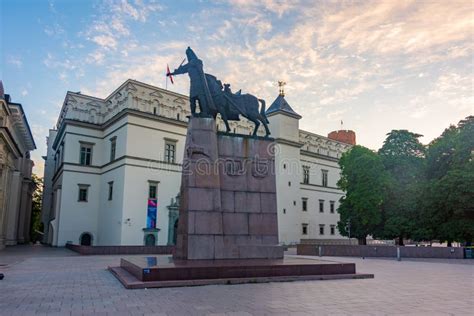 Grand Duke Gediminas Statue Seen On Katedros Square In Vilnius