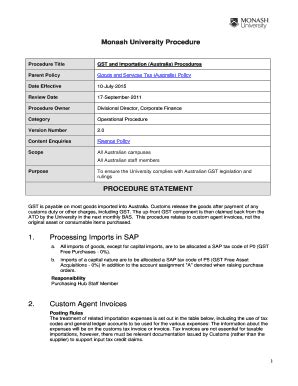 Fillable Online Gst And Importation Australia Procedures Fax Email