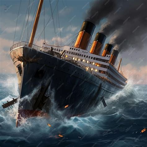 Premium AI Image | titanic ship with a large ship on the front