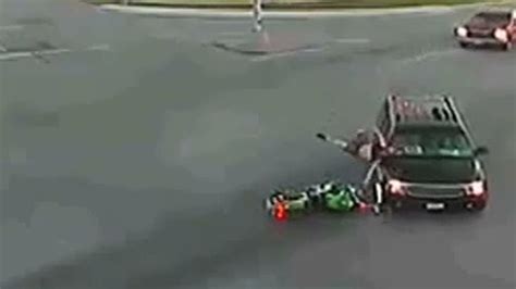 Motorcyclist Survives Dramatic Collision With Suv Youtube