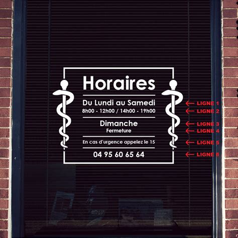 Stickers Horaires Profession M Dicale Autocollant Vitrophanie