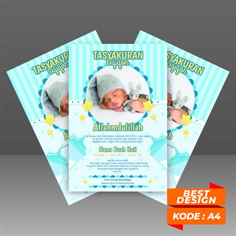 Jual Stiker Aqiqah Bayi Kartu Ucapan Tasyakuran Aqiqah Kelahiran