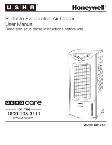 Usha CS12AE Evaporative Air Cooler User Manual | Manualzz