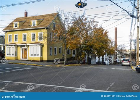 Historical Street of Downtown Biddeford, State of Maine, USA. Stock ...