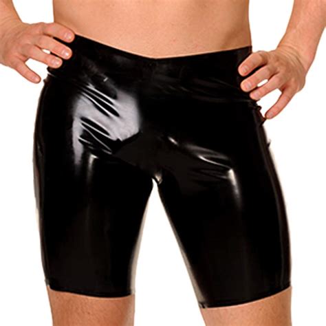 Exlatex Men S Latex Rubber Cycle Shorts Fetish Pants Small Black