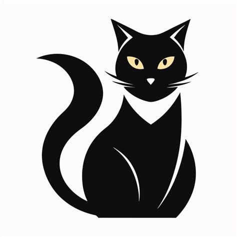 A Black Cat Logo Simple Flat Shapes Premium Ai Generated Vector