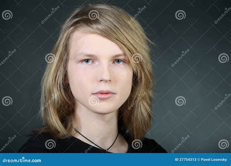 Long Hair Boy In Photo Studio Stock Image - Image: 27754313