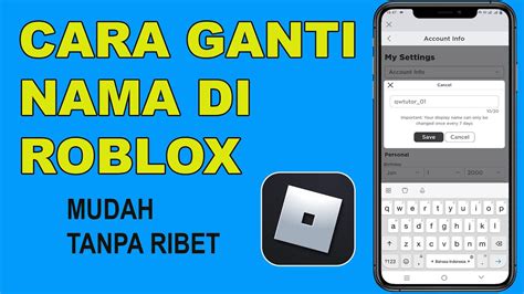 Cara Mengganti Nama Di Roblox Gratis Tanpa Robux Youtube