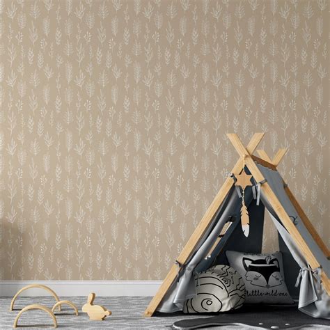 Papel De Parede Galhos Brancos Fundo Nude Shopee Brasil