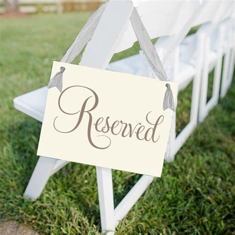 Reserved Seat Sign For Wedding Ceremony Or Event Party Chair Banner