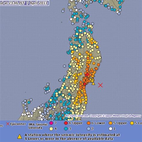 Epicenter And Seismic Intensity Distribution Of The Japan Earthquake