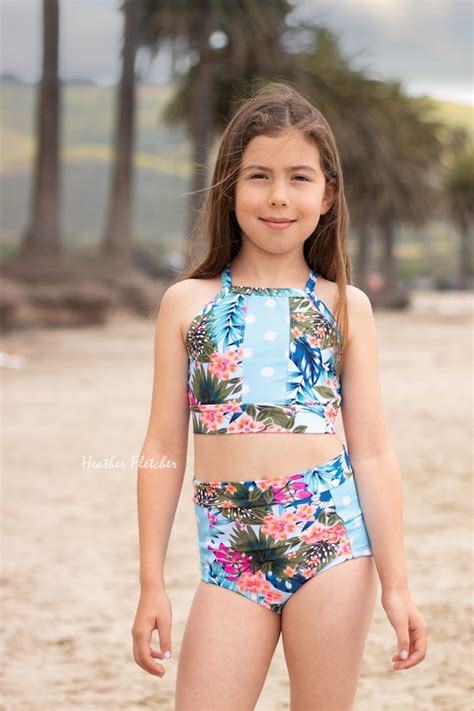 Girls One Piecetwo Piece Swimsuit Pattern Halter Top High Etsyde