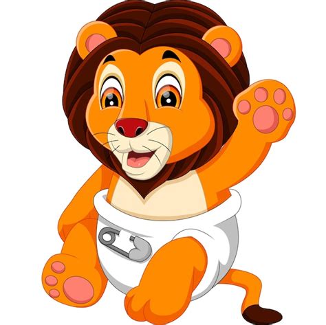 Premium Vector | Illustration of cute baby lion cartoon