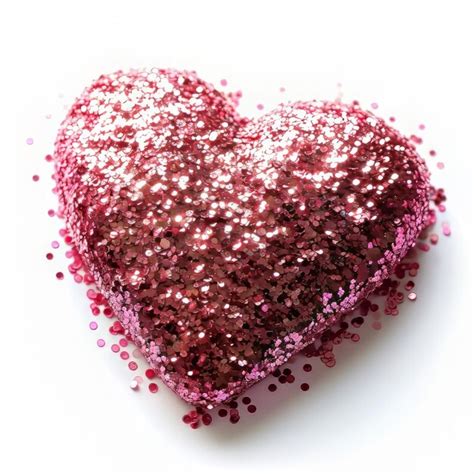 Premium Photo | Pink Glitter Heart on a White Background