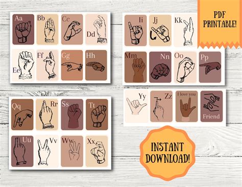 Sign Language Alphabet Flash Cards Printable Educational Flash Cards ...