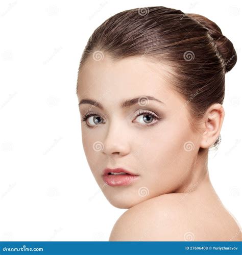 Close Up Portrait Of Lovely Caucasian Young Woman Stock Photo Image