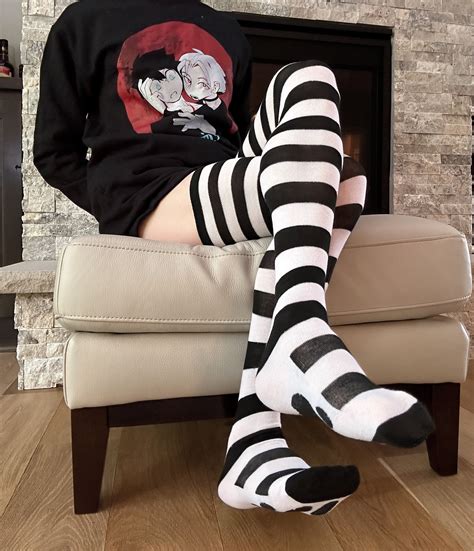 Nekomi Paw Striped Thigh High Socks Etsy