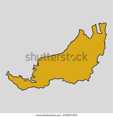 Sarawak Malaysia Map Illustration Yellow Colour Stock Illustration