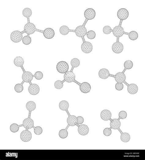 Collection Of Models Of Abstract Molecular Structure View From Different Angles Isolated On