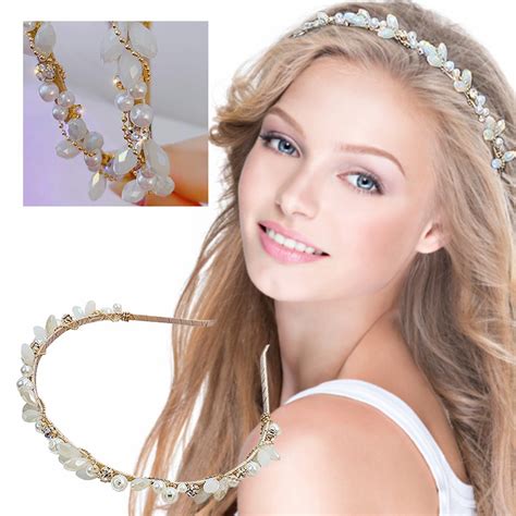 Musatteng Pearl Headband Headbands For Women Girls White Pearls Gold