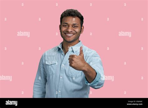 Young Smiling South Asian Man Showing A Thumb Up Happy Successful Guy