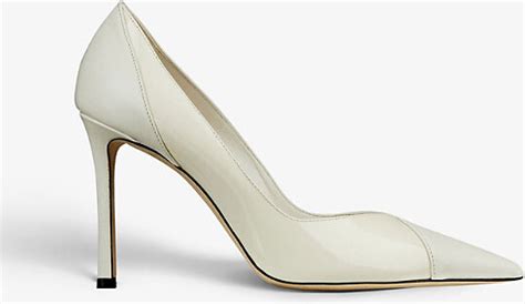 Jimmy Choo Womens Latte Latte Cass 95 Pointed Toe Patent Leather Heeled